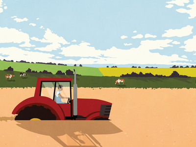 Farmer driving red tractor - Credit: Getty - 2040942208