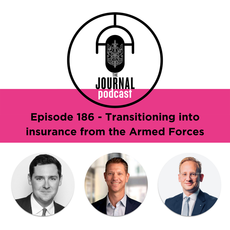 Journal Podcast Logo comprising of upside down microphone and CII crest. Podcast title, image below of three men. Man on left with short dark hair, Man in the middle with short brown hair, man on right with short fair hair.